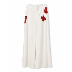 NWT STYLEWE White Red Floral Wide Leg Palazzo Pants XL Resort Vacation